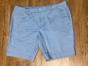 B. Draddy Golf Shorts Mens 40 Light Blue Stretch Tencel Flat Chino Embroidered